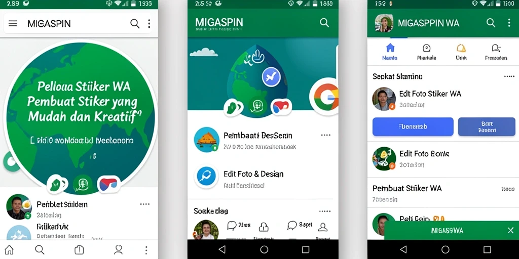 Tampilan antarmuka utama MIGASPIN dengan opsi pembuatan stiker yang intuitif.