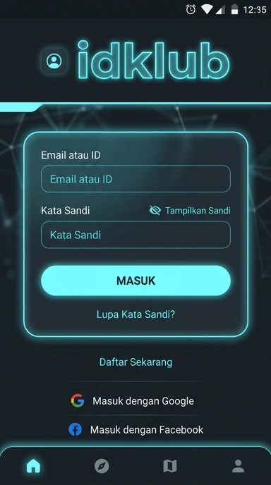 Tampilan halaman login idklub